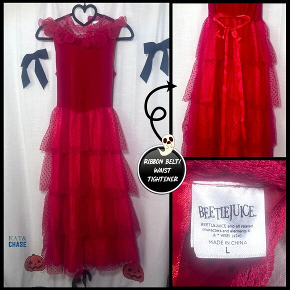 Spirit Halloween Beetlejuice Bride Lydia Deetz Dress Youth L 12-14 Kids Costume - Picture 4 of 12